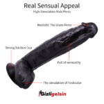 30 Cm Vantuzlu Damarlı Gerçekçi Dokulu Zenci Dildo